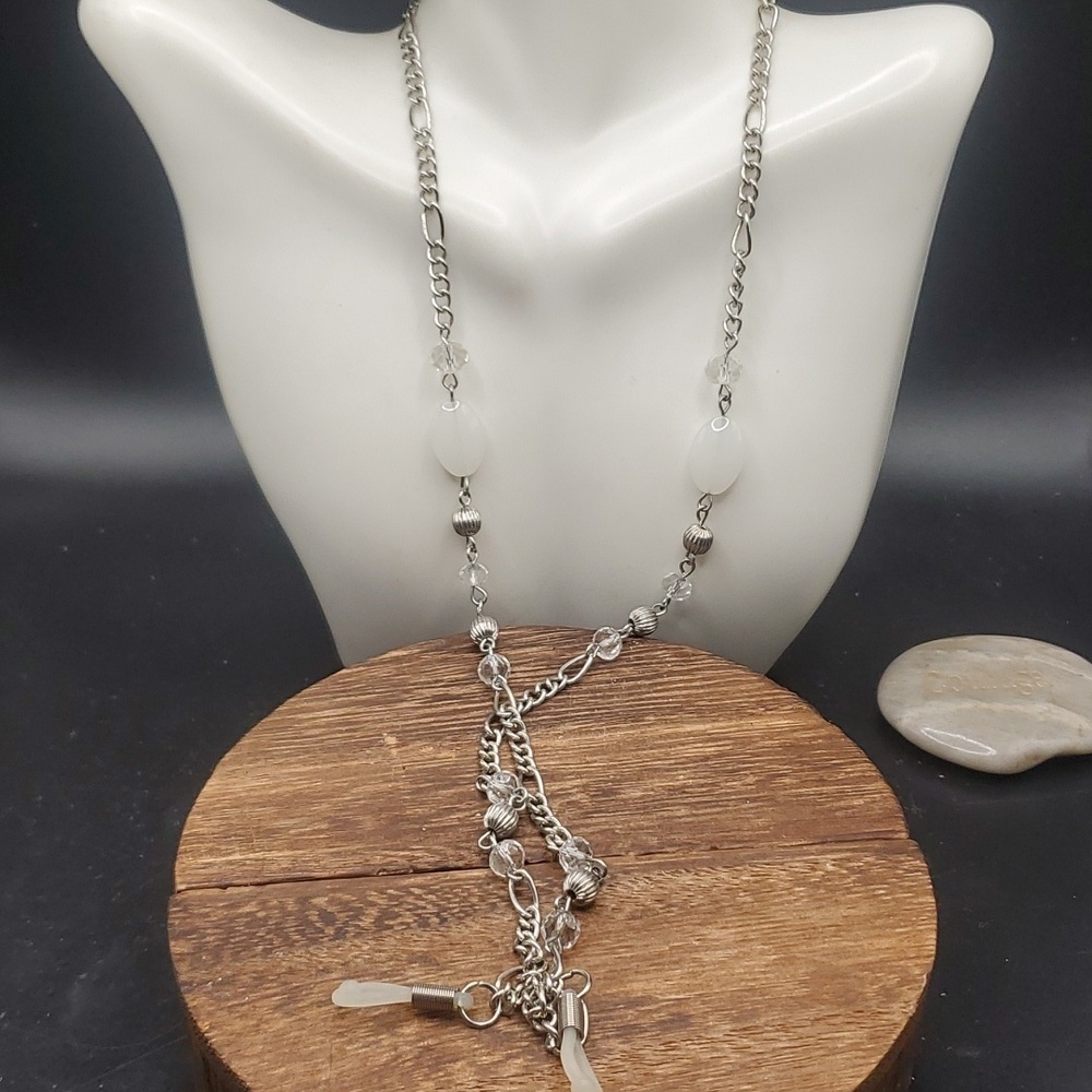 Milky crystal glasses chain accessory necklace N3218‎